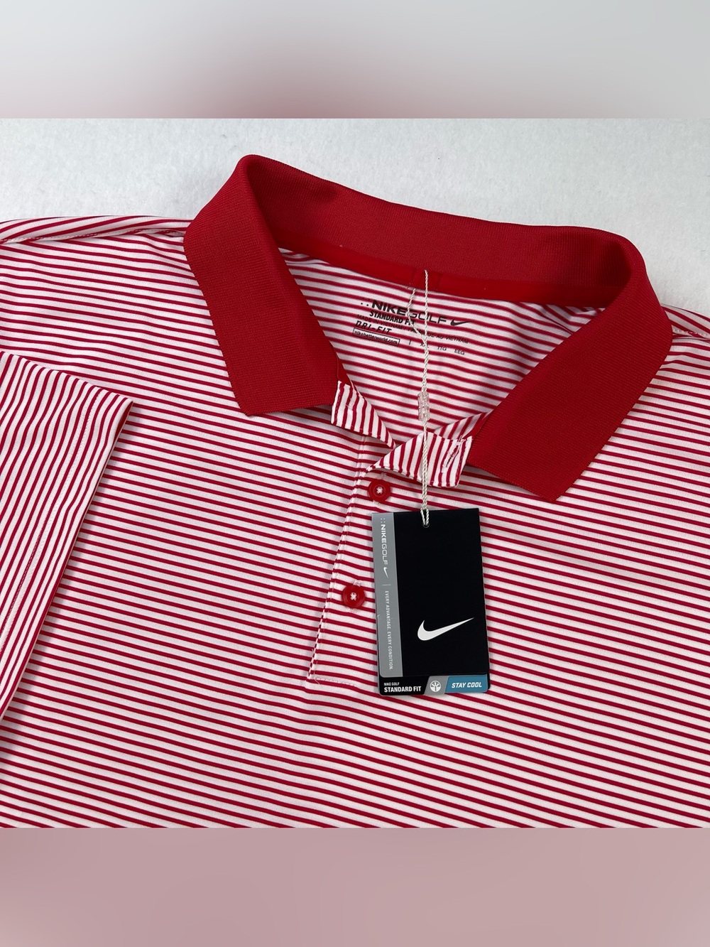 Nike Golf Victory Stripe Polo Mens XXL Red White Dri-FIT Performance Shirt